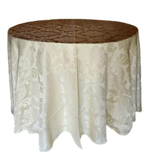 Toalha em Jacquard marfim redonda 2,60 cm de diâmetro.