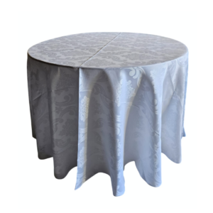 Toalha em Jacquard branca redonda 2,60 m de diâmetro.